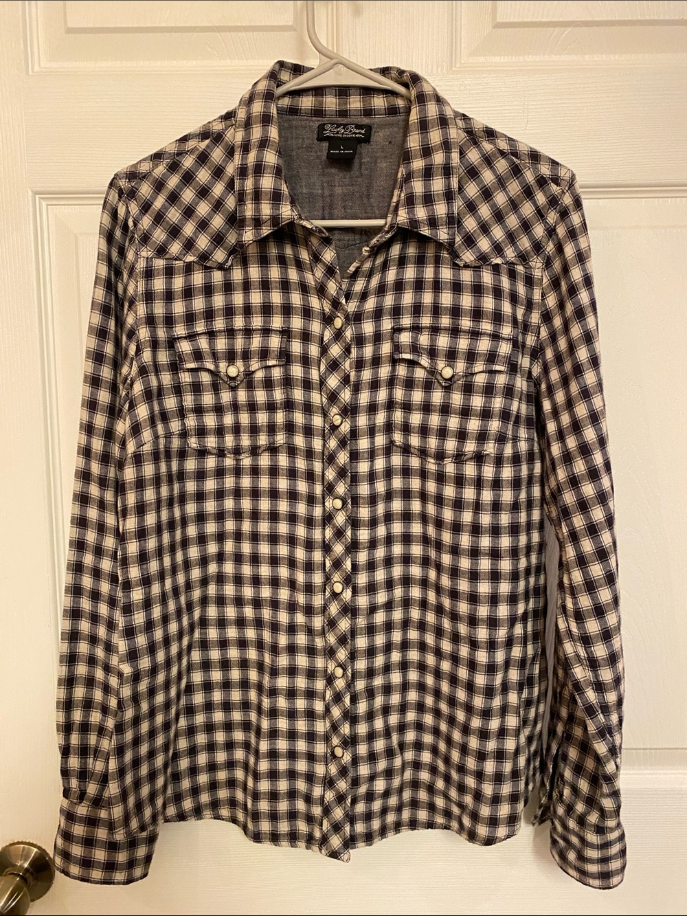 Lucky Brand Black & White Plaid Button-Up Shirt